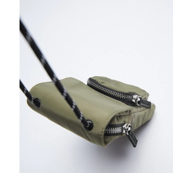 NWT ZARA GREEN CORDED CELL PHONE CASE BAG - Picture 5 of 9